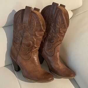 Brown Heeled Western Boots